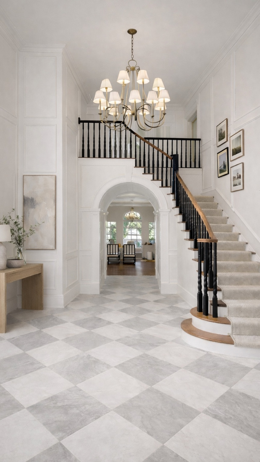 Would you take on this renovation?? It looks like a whole new house! Save this for inspo for your foyer refresh.

#foyer #entry #renovation