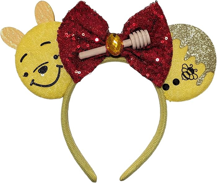 CLGIFT Winnie the Pooh Minnie Ears,Pick your color, Yellow, Bear Honey Bee Sequin Rainbow Sparkle... | Amazon (US)