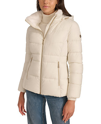 Women's Faux-Fur-Lined Hooded Puffer Coat | Macy's