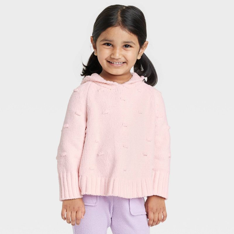 Toddler Girls' Hooded Bear Pullover Sweater - Cat & Jack™ Pink | Target