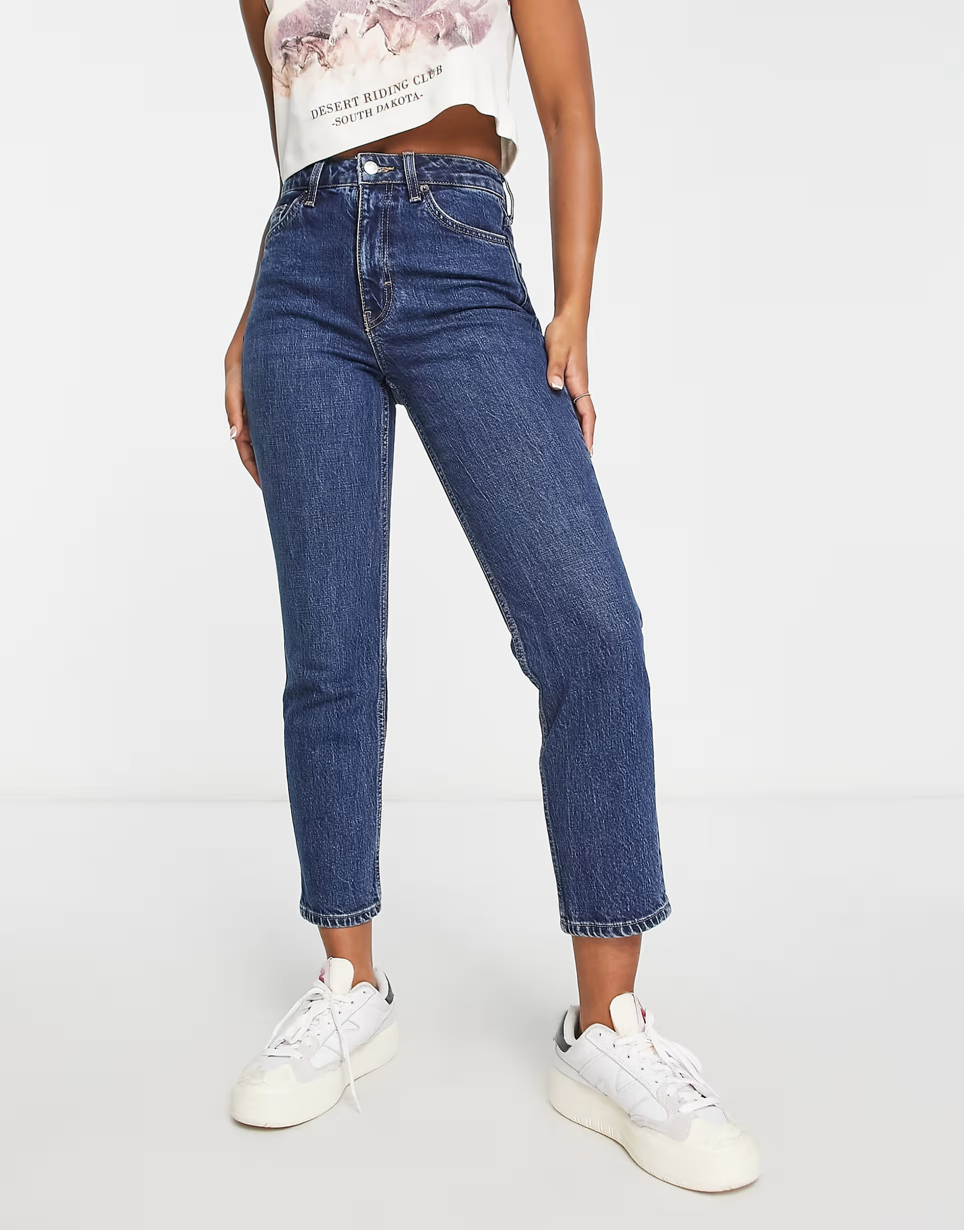Topshop straight jeans with clean hem in indigo | ASOS (Global)