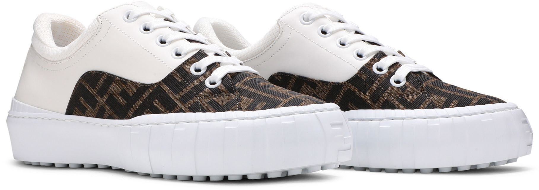 Fendi Force Lace-Up Sneaker 'White Brown' | GOAT