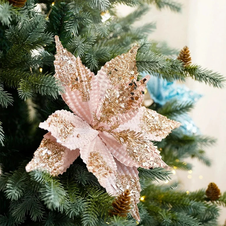 11"x11" Christmas Artificial Flowers - Simulated Christmas Flower Poinsettia Flower, Artificial F... | Walmart (US)