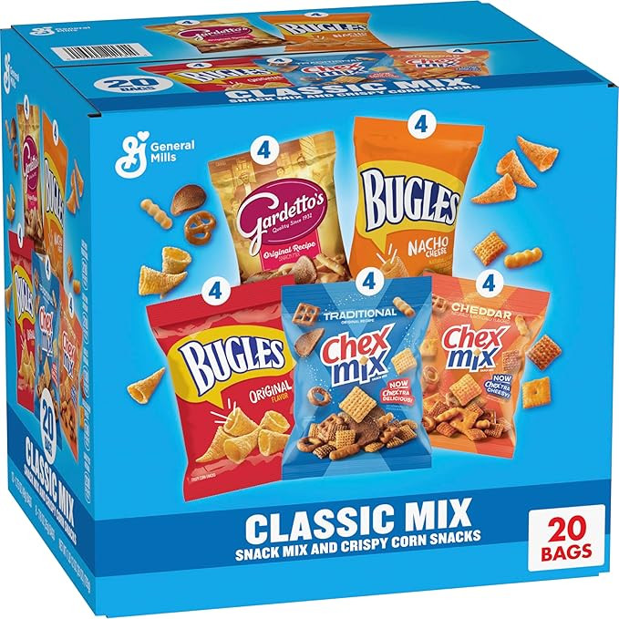 Classic Mix Snack Variety Pack, Bugles Original and Nacho Cheese, Gardetto's Original Recipe, Che... | Amazon (US)