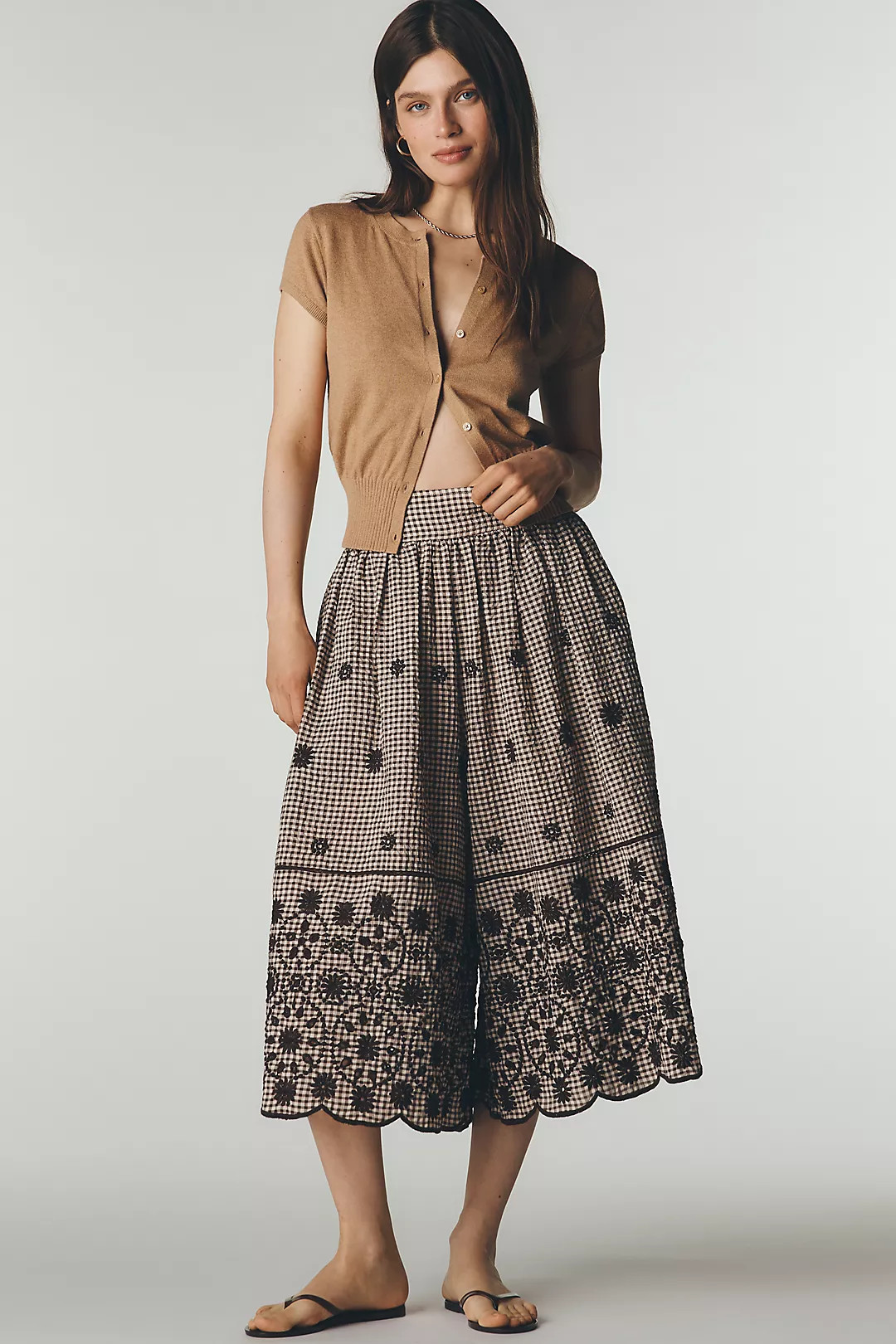 Maeve Skirty Embroidered Culotte Pants | Anthropologie (US)