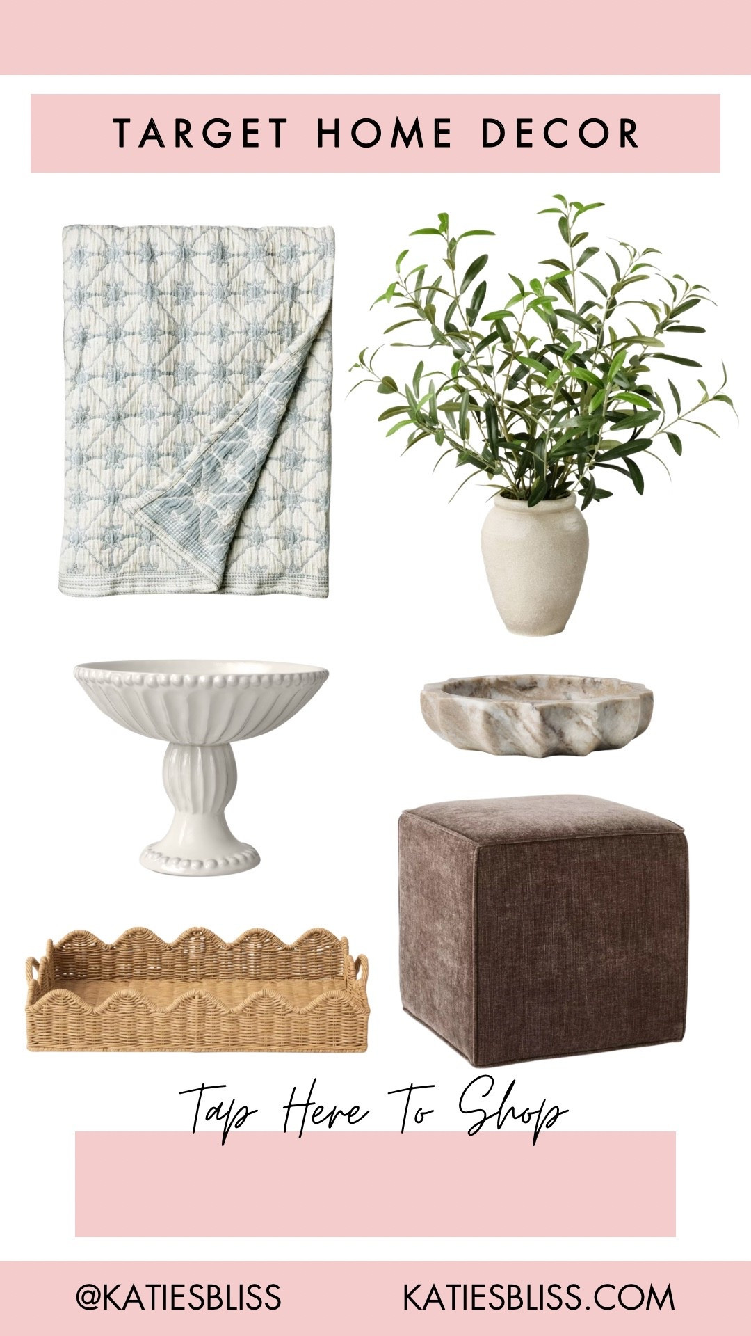 Home decor finds 💖

Target. Home. New arrivals. Faux plant. Ottoman. Throw blanket. Tray. Stone dish. 



#LTKHome