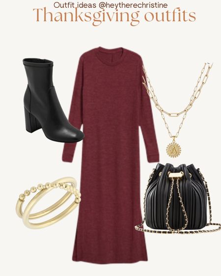 Thanksgiving outfit idea 

Long sleeve dress
Maxi dress
Sweater maxi dress
Sweater dress
Black bag
Black and gold purse 
Black booties
Black boots
Gold jewelry 
Gold ring
Gold necklace
Layered necklace
Comfortable style
Fall outfit
Family photo outfit



#LTKunder50 #LTKsalealert #LTKSeasonal