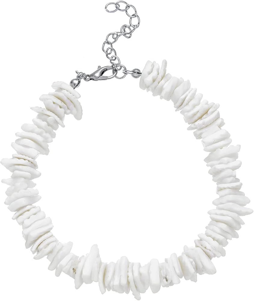 COLORFUL BLING White Puka Shell Necklace Anklet Bracelet Bohemian Natural Shell Choker Adjustable... | Amazon (US)