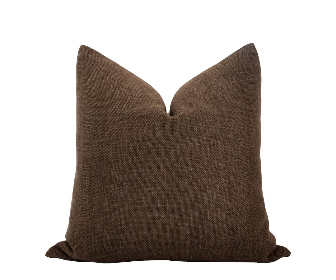 WINSTON || Dark Brown Handwoven Pillow Cover Dark Brown Pillow Chocolate Brown Fall Pillow Woven ... | Etsy (US)