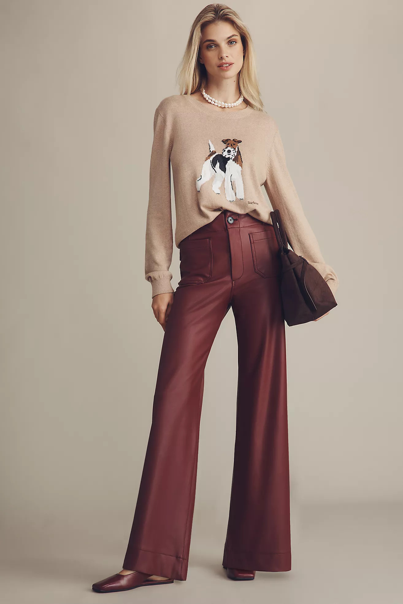 The Colette Faux-Leather Full-Length Wide-Leg Pants by Maeve | Anthropologie (US)