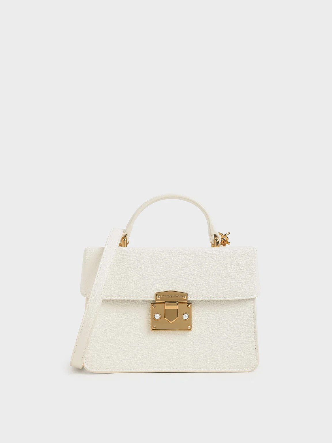 Allie Push-Lock Top Handle Bag
    
         - Chalk | Charles & Keith EU