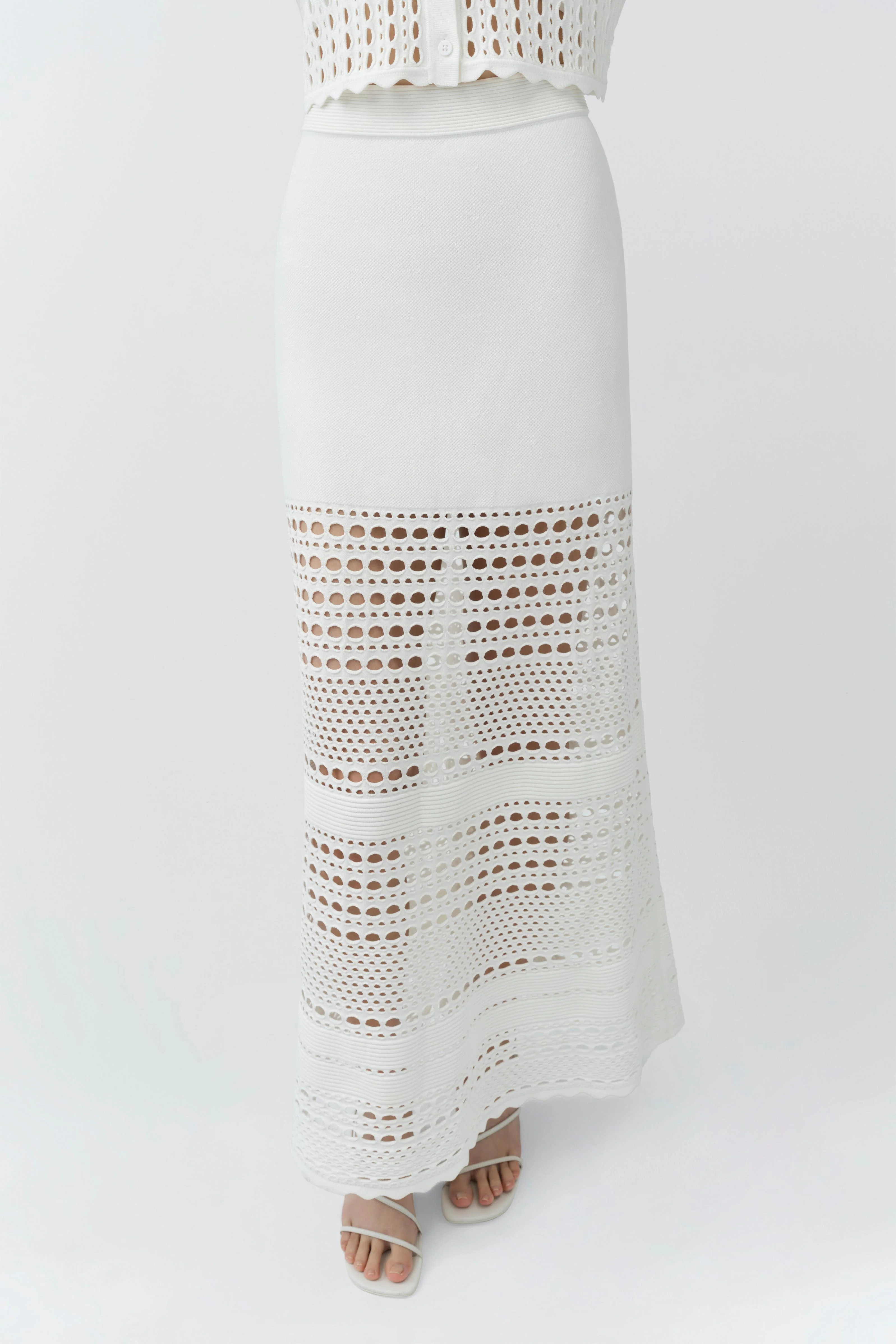 Westly Open Stitch Midi Skirt | Simkhai