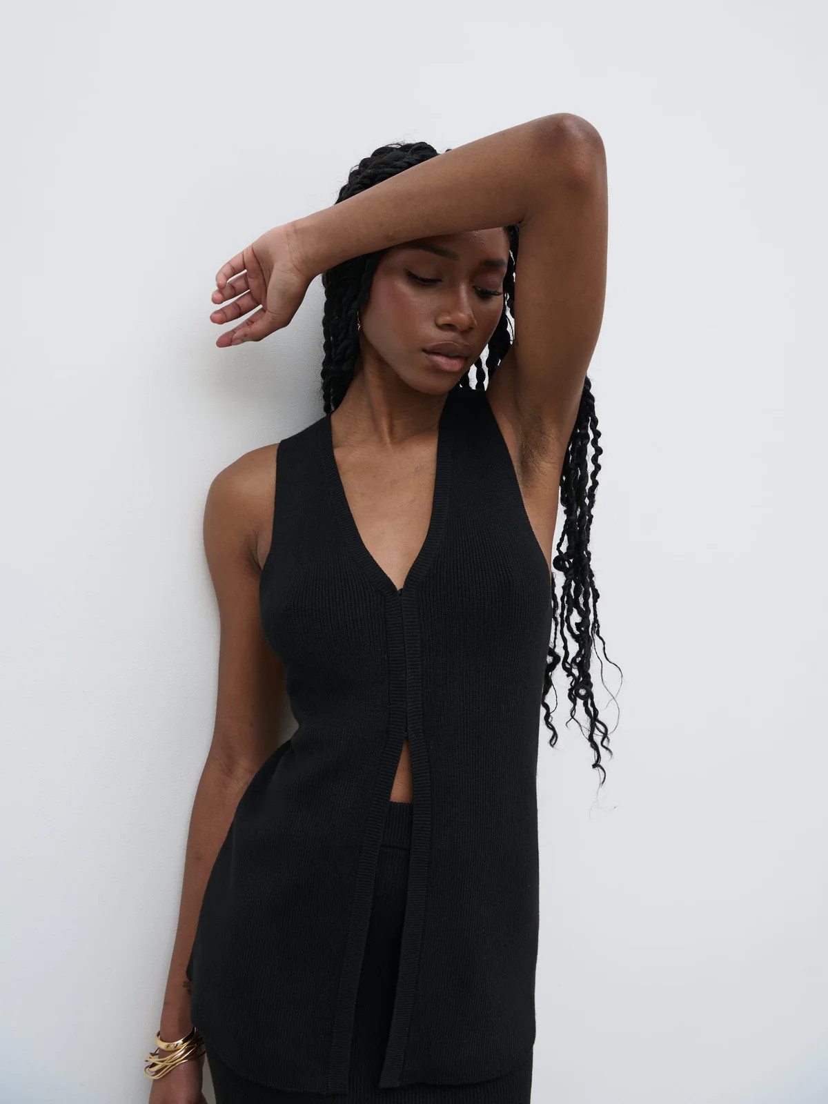 Jodie Knit Waistcoat - Black | Pretty Lavish (UK)