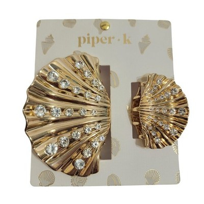 Piper K Gold Seashell Rhinestone Hair Claw Clip Set Mermaidcore Coastal 2pc | eBay | eBay US