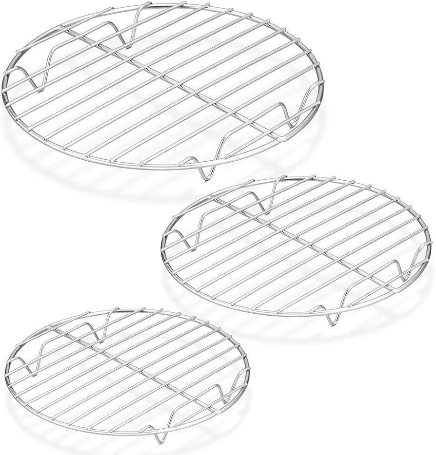 P&P CHEF Round Cooking Rack, 3 Pcs Stainless Steel Baking Cooling Steaming Grilling Rack, Fits Ai... | Amazon (US)