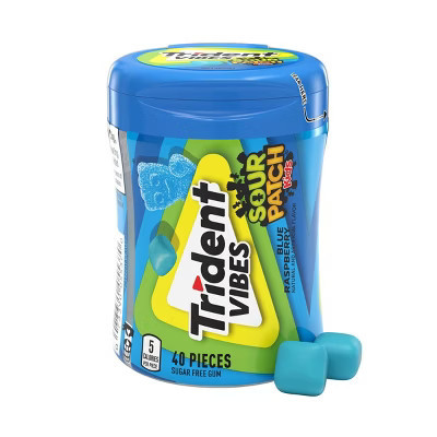 Trident Vibes Sour Patch Kids' Blue Raspberry Chewing Gum - 3.245oz | Target