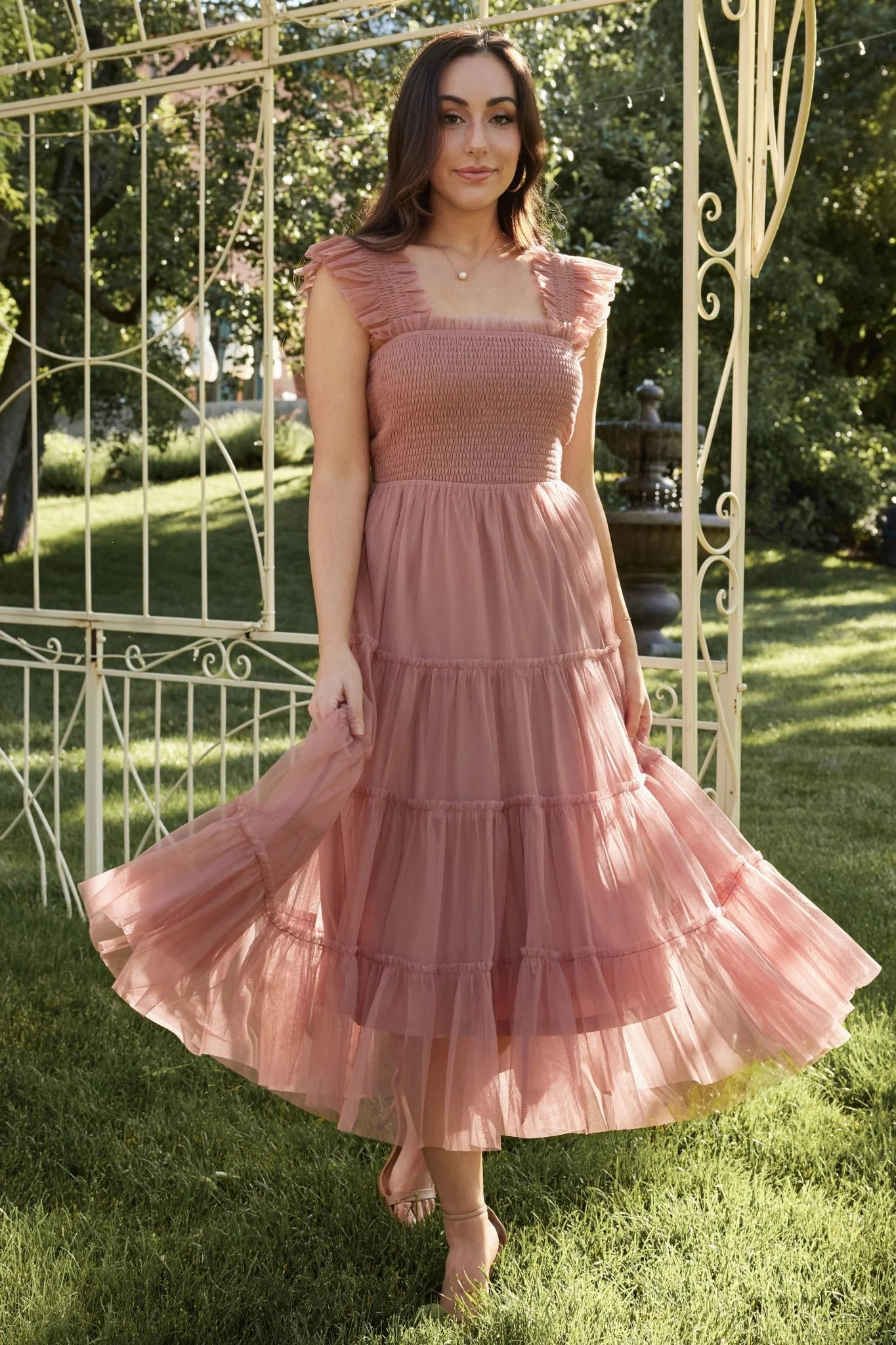 Emma Smocked Tulle Dress | Dusty Rose | Baltic Born