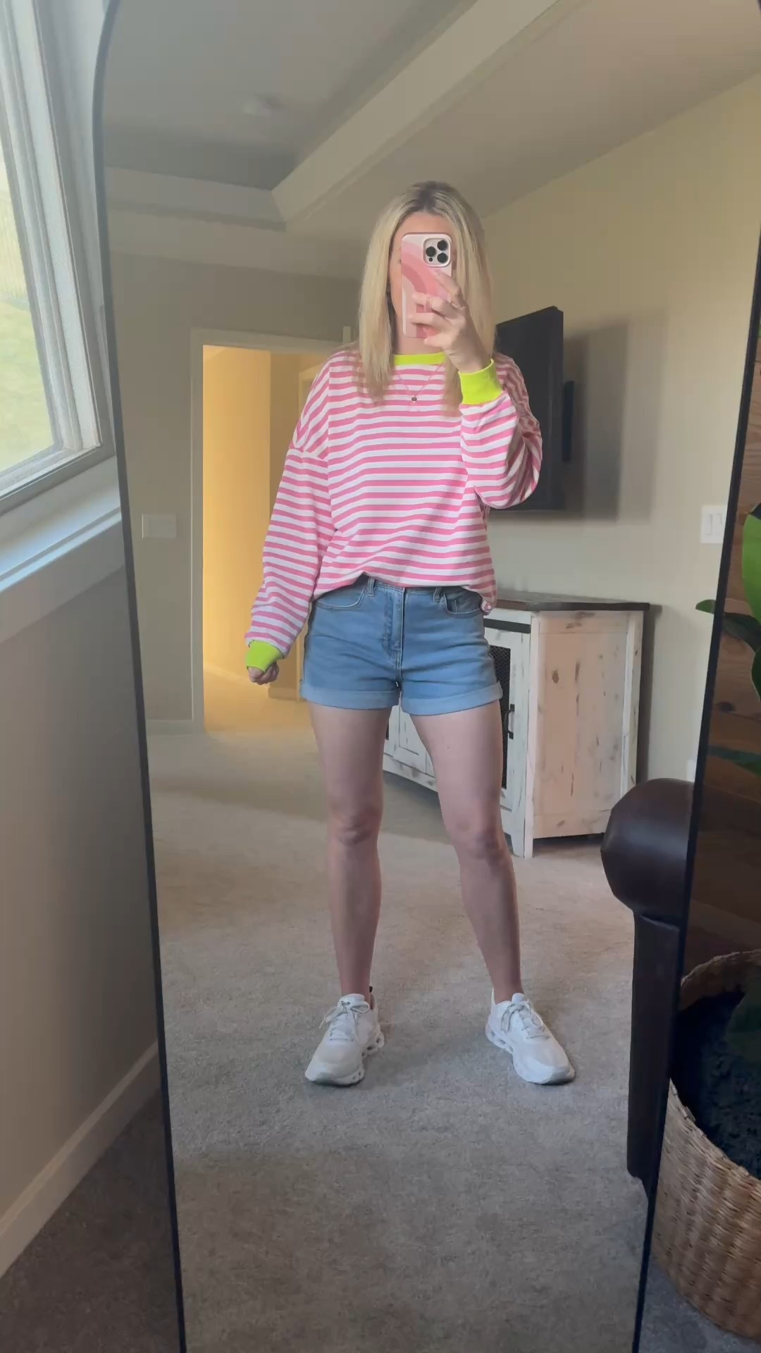 Casual mom spring outfit
Denim shorts
Long sleeve oversized pullover 

#LTKStyleTip #LTKFindsUnder50