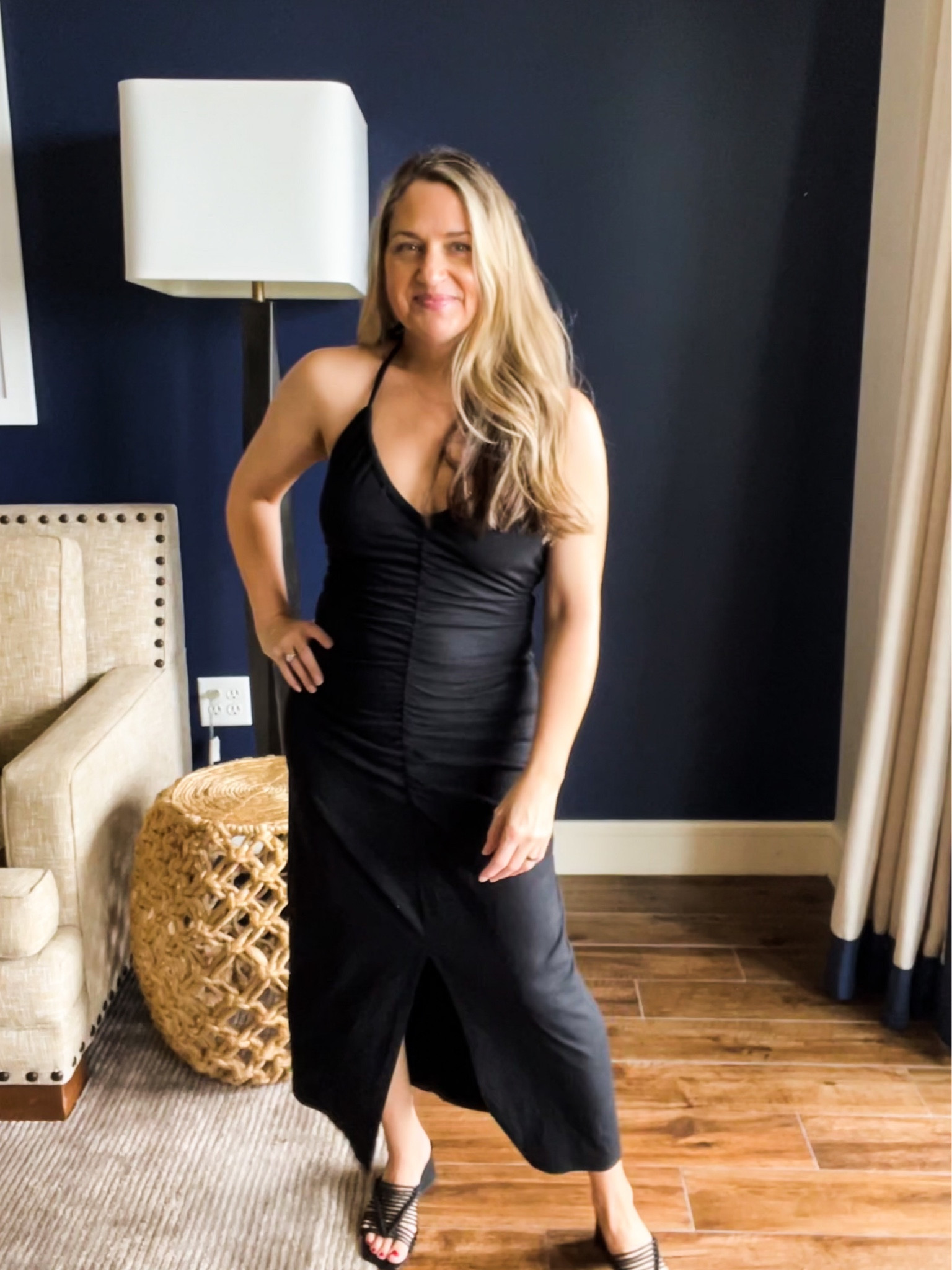 bodycon dress with flat sandals Metallic Gold Flat Slide On Sandals - Flat Sandals