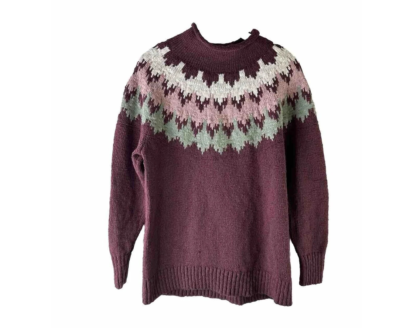 90s L.L. Bean Womens Medium Petite Nordic Knit Chunky Cotton Sweater, L.L. Bean Womens Sweater, V... | Etsy (US)