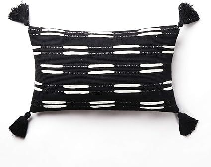 Ailsan Lumbar Decorative Throw Pillow Covers Black Woven Cotton Geometric Tribal Pillowcase,Cute ... | Amazon (US)
