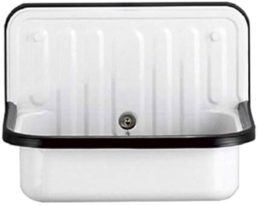 Wall Mounted Small Service Sink Glazed Steel Utility Sink, With Overflow, Dark Black Trim | Amazon (US)