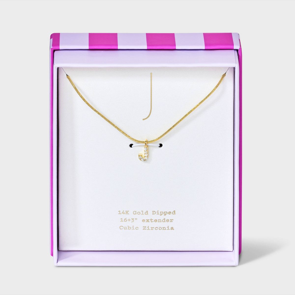 14K Gold Dipped Cubic Zirconia Initial Round Snake Chain Necklace - A New Day™ Gold | Target