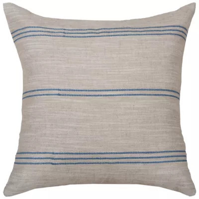 Rizzy Home Stripe Natural/Light Blue 20" X 20" Poly Filled Pillow | Belk