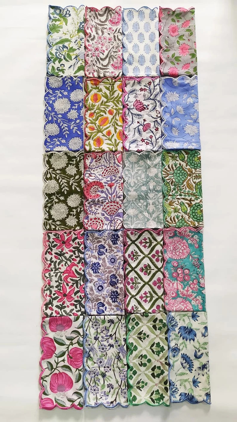 Wholesale Cloth Napkin Mix and Match Scalloped Lot of Cotton Dinner Napkin Set Everyday Use Assor... | Etsy (US)