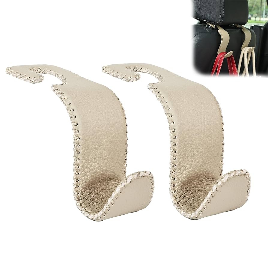 Amooca Car Seat Headrest Hook Universal Vehicle Storage Hanger Leather with Metal Car Seat Back O... | Amazon (US)