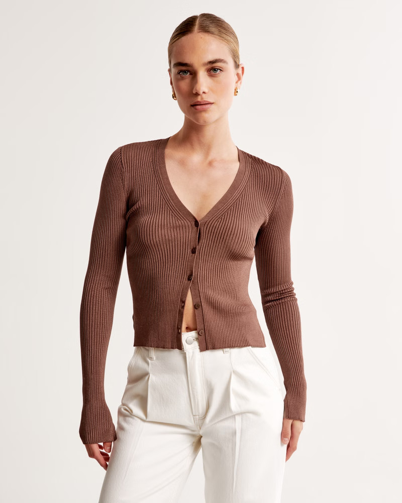 Women's Glossy Slim Cardigan | Women's Tops | Abercrombie.com | Abercrombie & Fitch (UK)