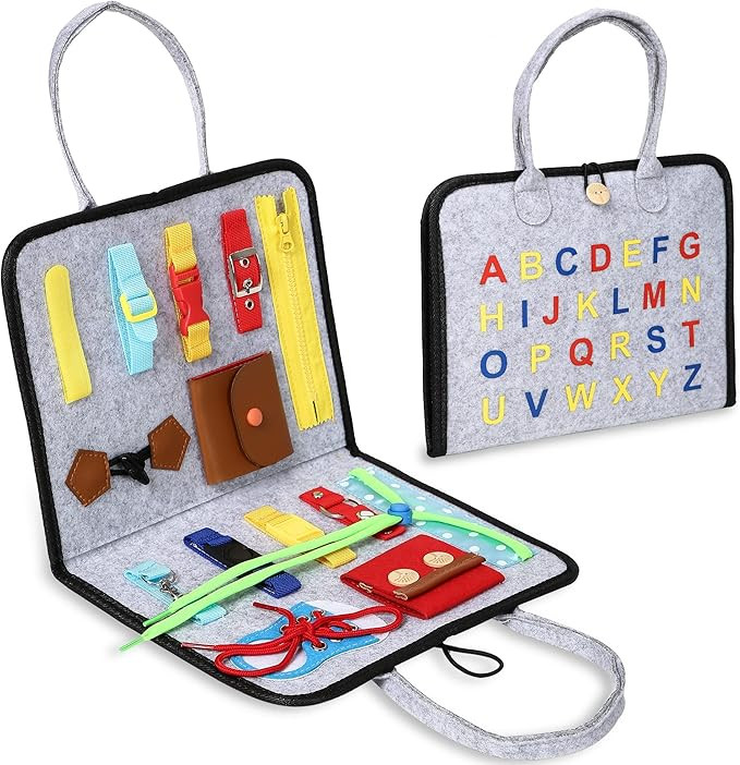 Busy Board for Toddlers 1-6, Montessori Sensory Toy for Develop Basic Skills, Dress and Alphabet ... | Amazon (US)