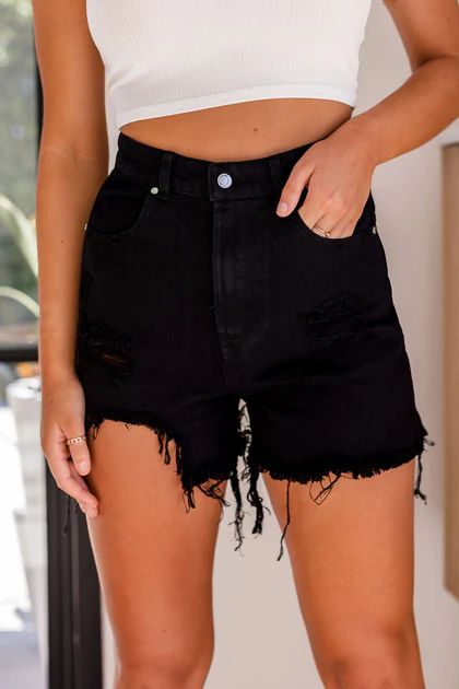 Dez Black Cut-Off Denim Shorts | Shop Priceless