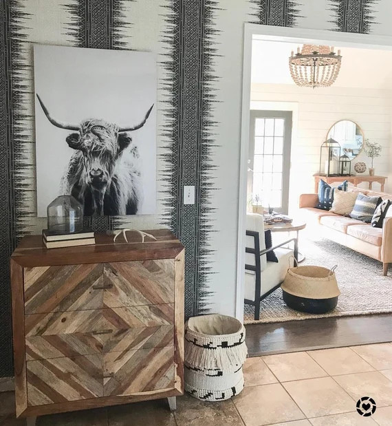 Global Style Mudcloth Aztec Navajo Boho Gray Wallpaper UE80600 | Etsy (US)