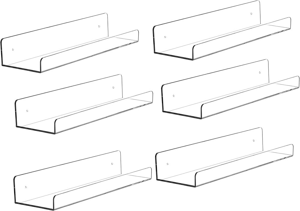 Cq acrylic Floating Shelves for Wall Mounted,6 Pack 15" Hanging Clear Wall Shelf Room Decor for K... | Amazon (US)