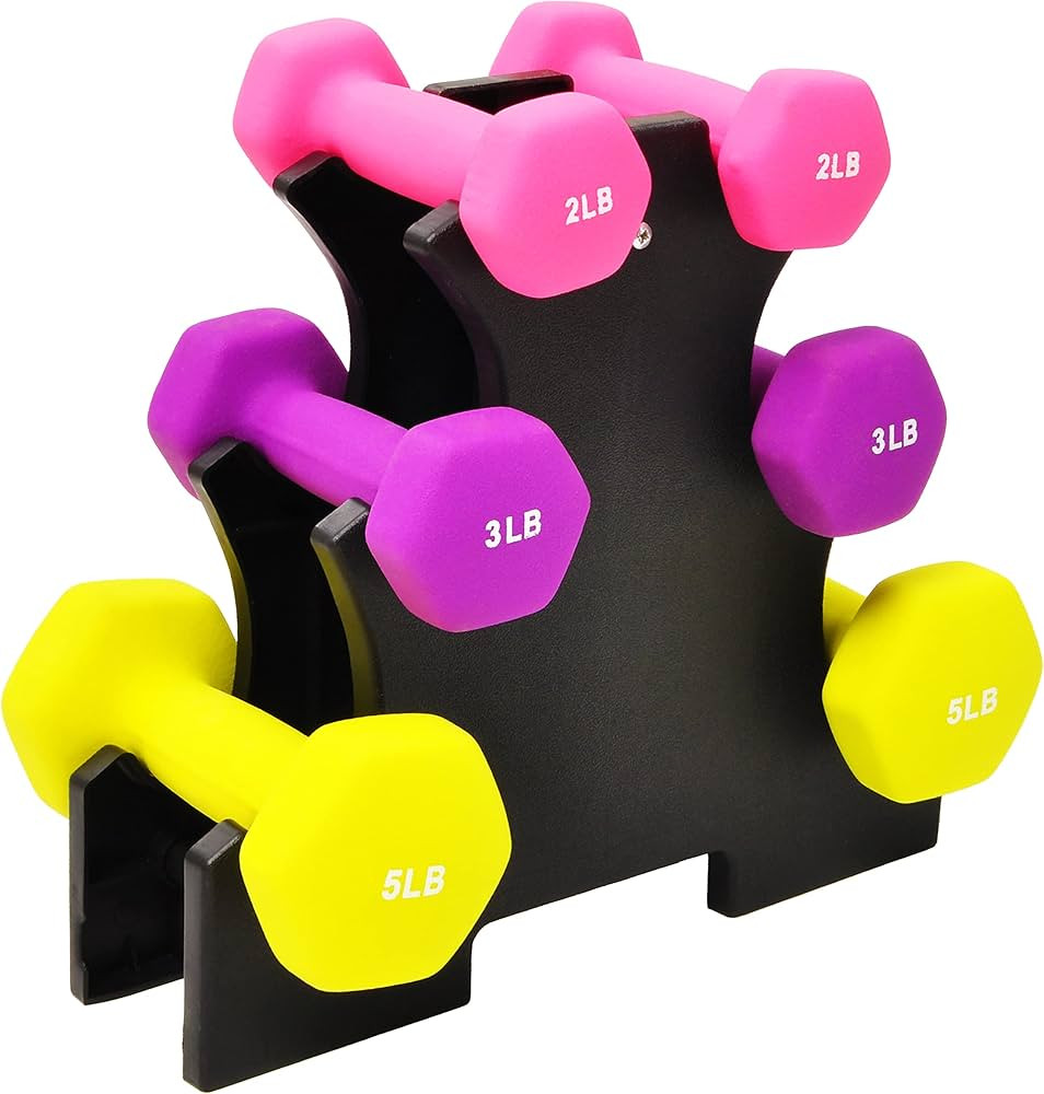 Signature Fitness Neoprene Dumbbell Hand Weights, Anti-Slip, Anti-roll, Hex Shape Colorful, Pair ... | Amazon (US)