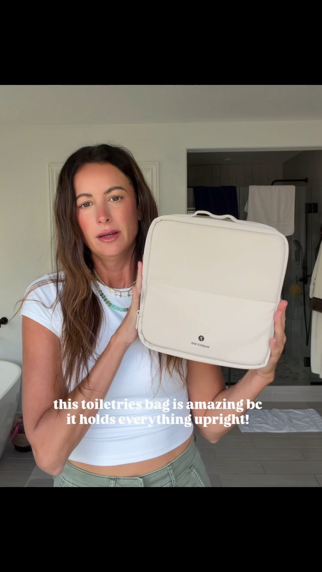 I got this makeup bag for our last trip and it worked out so well! Everything stands upright and it unzips and completely to unfold for easy access!

#LTKdayinmylife #LTKTravel #LTKgrwm