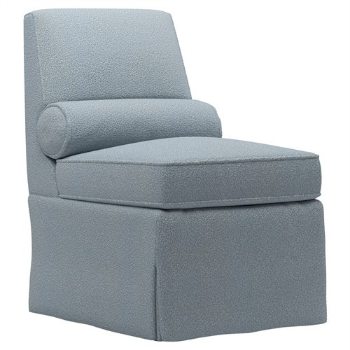 Allie Powder Blue Weave Skirted Slipper Chair | Kathy Kuo Home