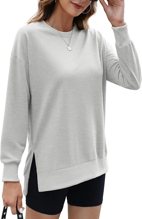 ECOWISH Women Side Split Sweatshirt: Fall Crewneck Long Sleeve Oversized Camo Shirts Casual Camou... | Amazon (US)