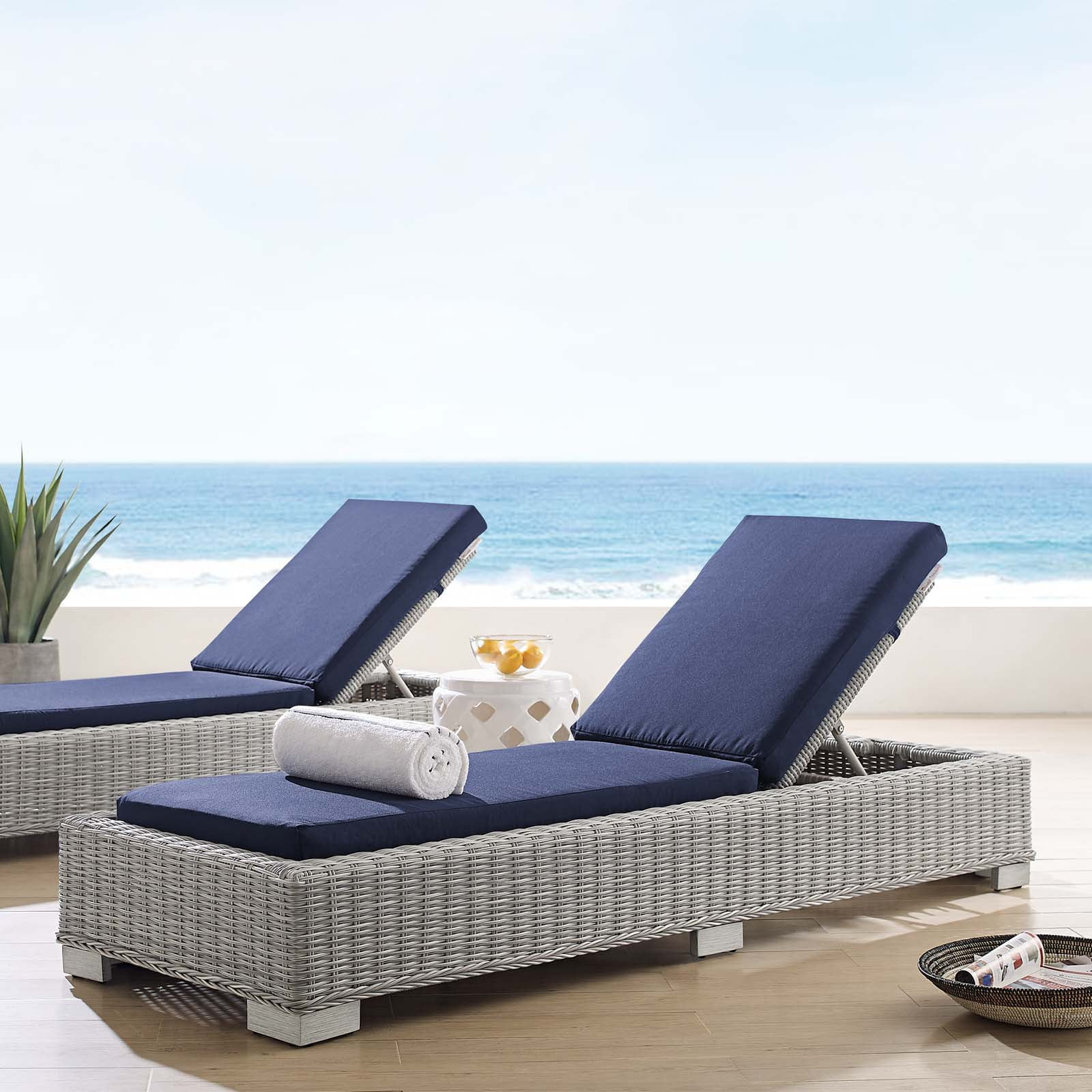 Conway SunbrellaOutdoor Patio Wicker Rattan Chaise Lounge-EEI-3978 | Walmart (US)