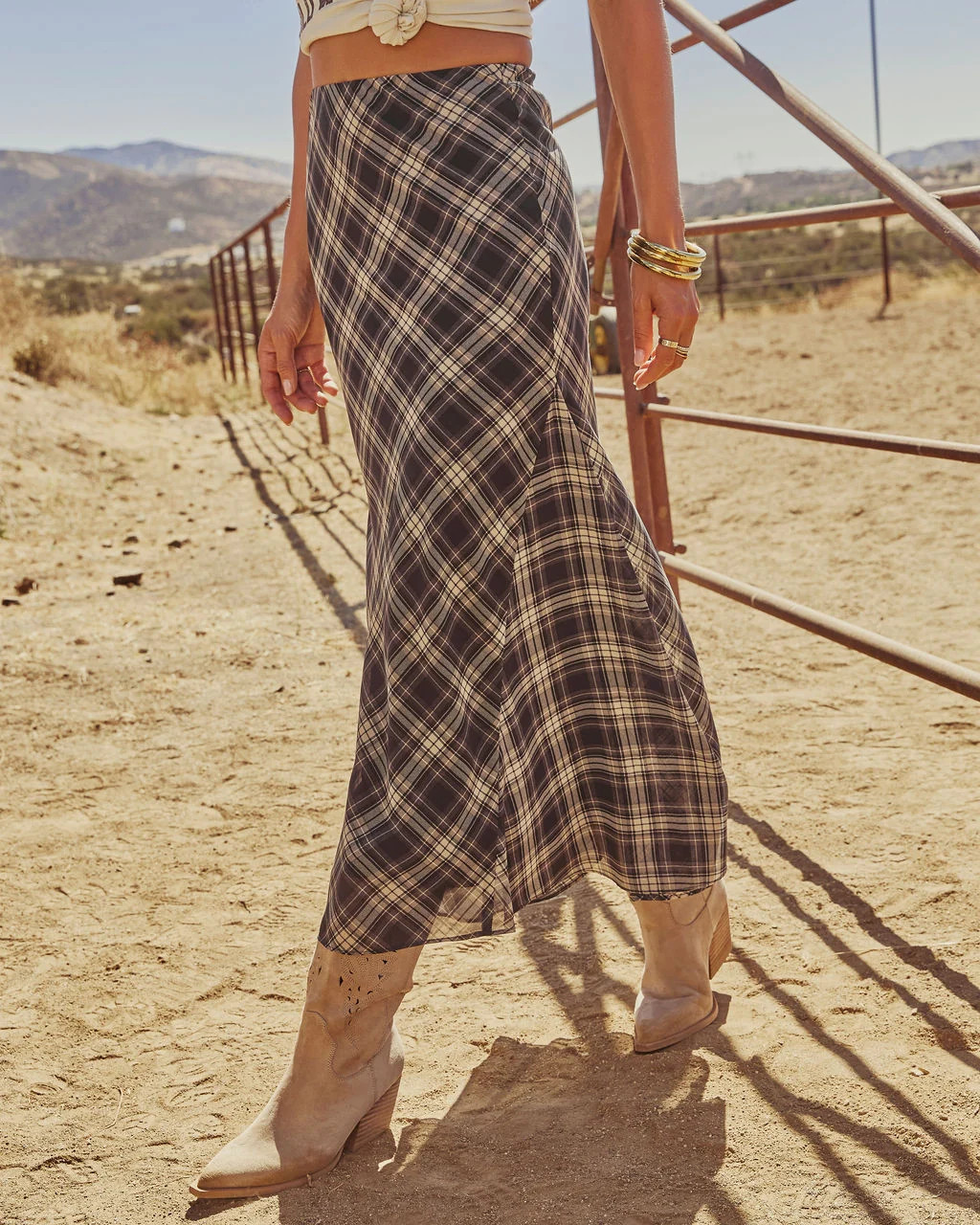 Here Again Plaid Midi Skirt | VICI