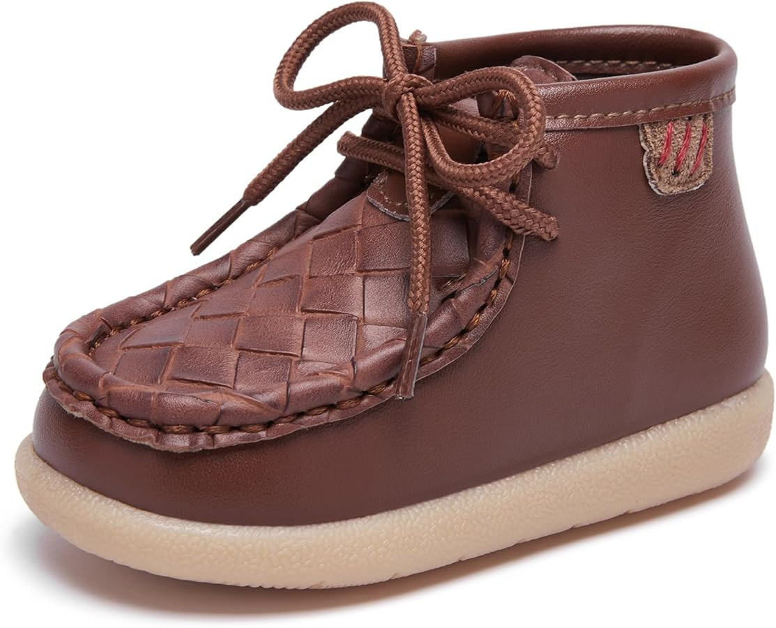 MORENDL Baby Boy & Girl Boots Infant First Walking Shoes Toddler Non-Slip Lace-Up Dress Shoes | Amazon (US)