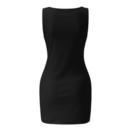 mveomtd Women s V Neck Sexy Slim Dresses Sleeveless Knit Bandage Dress Solid Color Casual Dresses Wi | Walmart (US)