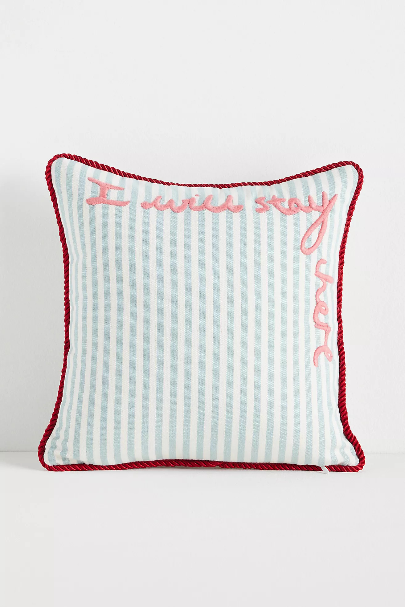 L&Clay Cotton Embroidered Text Pillow | Anthropologie (US)