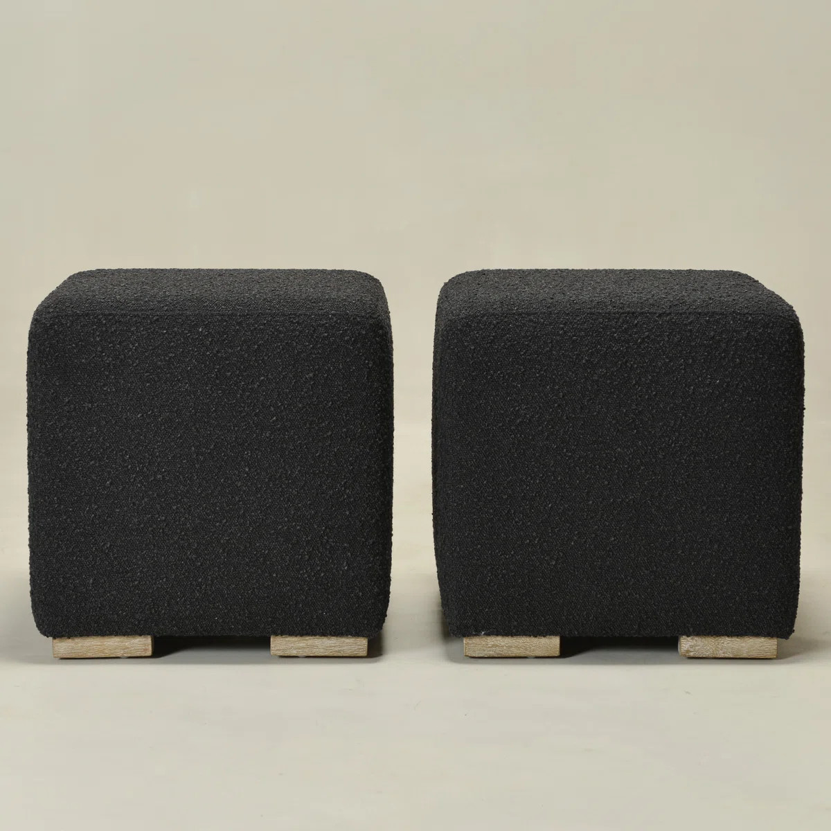 18.5" Wide Modern Square Boucle Upholstered Ottoman Set of 2 | Wayfair North America