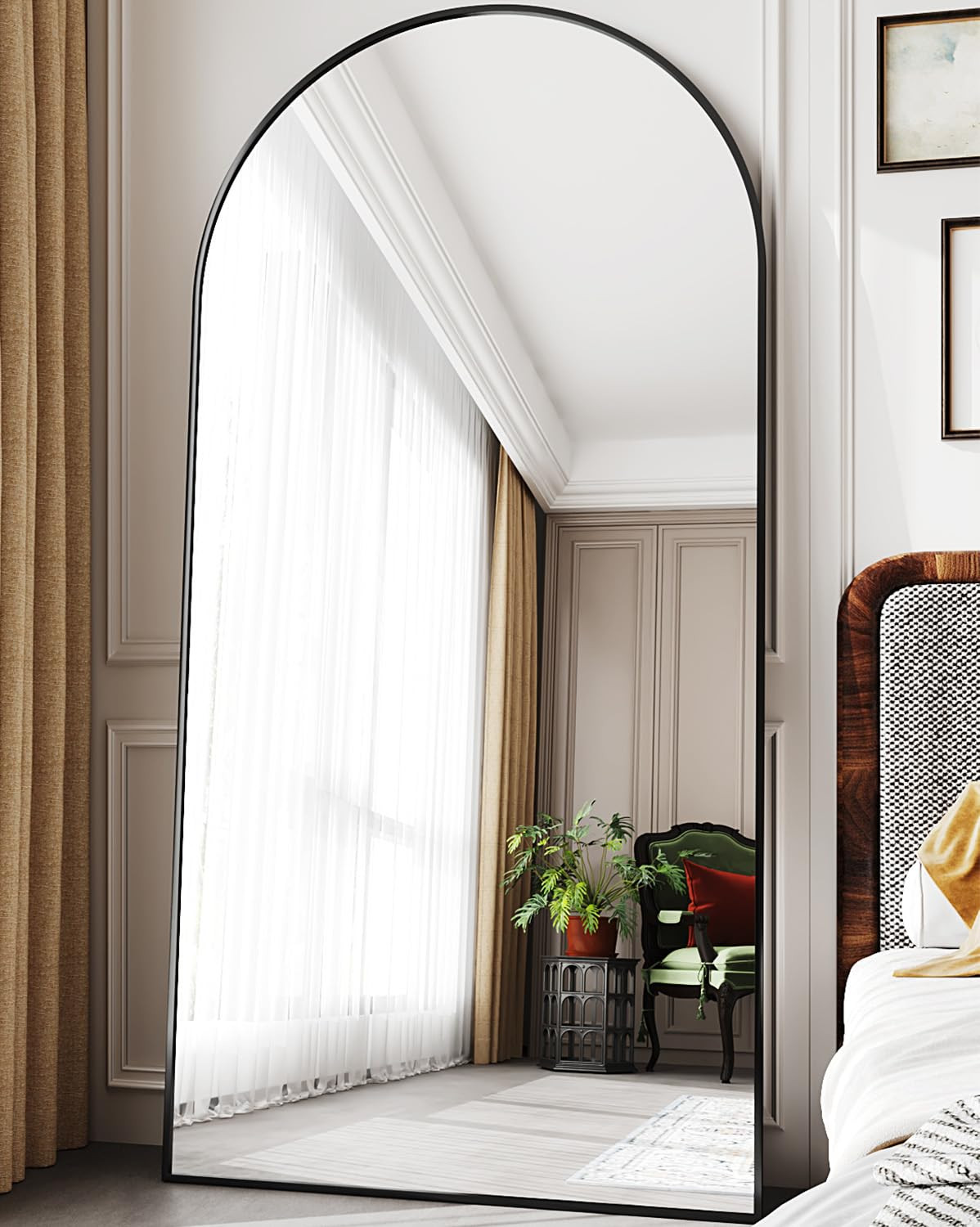 Full Length Mirror, 76"x34" Arched Floor Mirror Freestanding, Floor Standing Full Body Mirror wit... | Amazon (US)