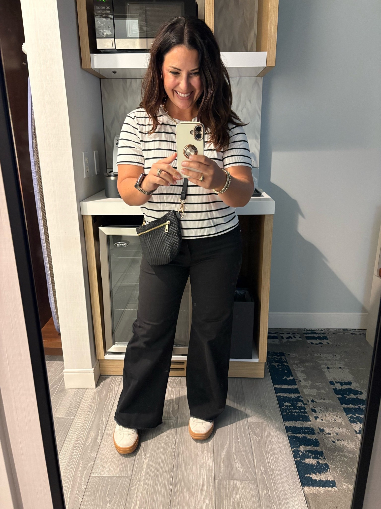 DC United game day outfit ⚽️🖤 This casual fall outfit is perfect for a soccer game, stadium day, or a night out in Washington, DC. I’m wearing black jeans with a black-and-white striped top, white Adidas platform sneakers, and a black woven crossbody bag with gold hardware.

I love an easy black-and-white outfit that’s comfortable enough for walking around DC but still looks put together. Platform sneakers are a great way to add a little height while keeping things comfortable for a full day of walking.

Petite-friendly casual outfit | DC outfit | soccer game outfit | fall outfit | black jeans outfit | striped top outfit | Adidas sneakers | casual night-out outfit | Washington DC style

#DCUnited #DCOutfit #GameDayOutfit #FallOutfit #PetiteStyle

#LTKTravel #LTKPetite #LTKootd