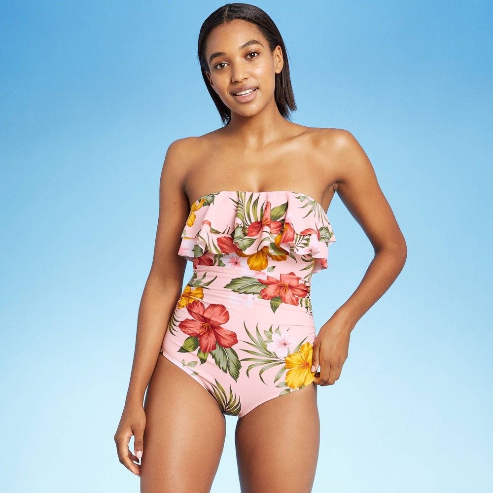 Women's Flounce Front Classic One Piece Swimsuit - Kona Sol Floral S | Target