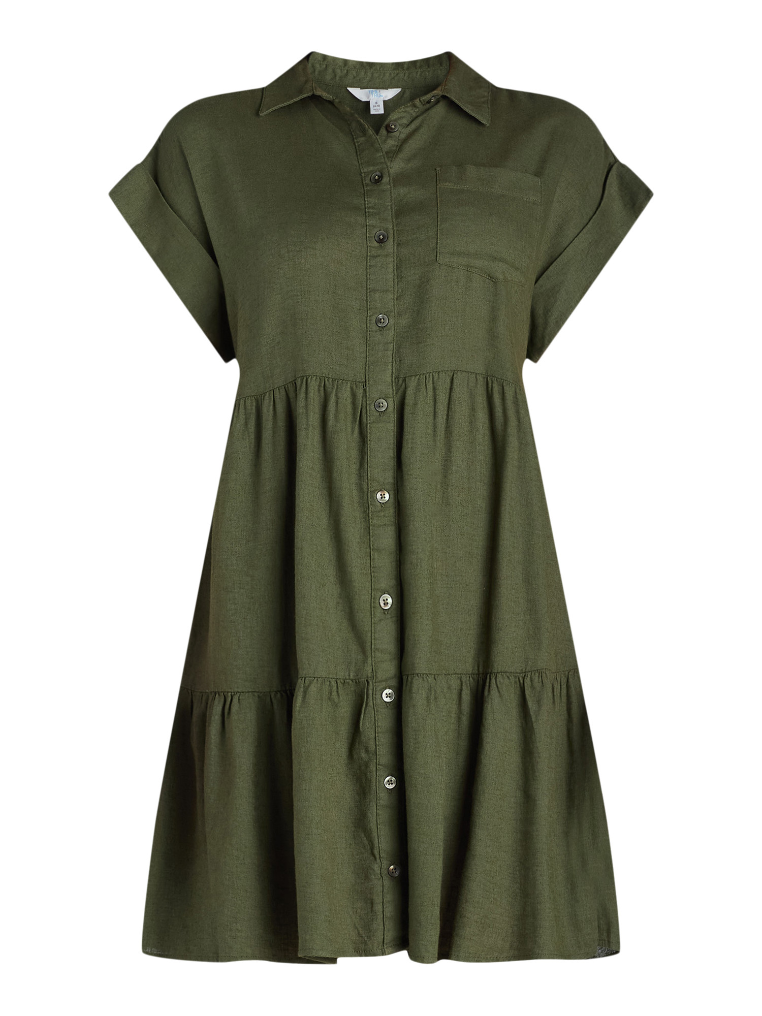 Time and Tru Women's Tiered Mini Shirt Dress, Sizes XS-XXXL | Walmart (US)