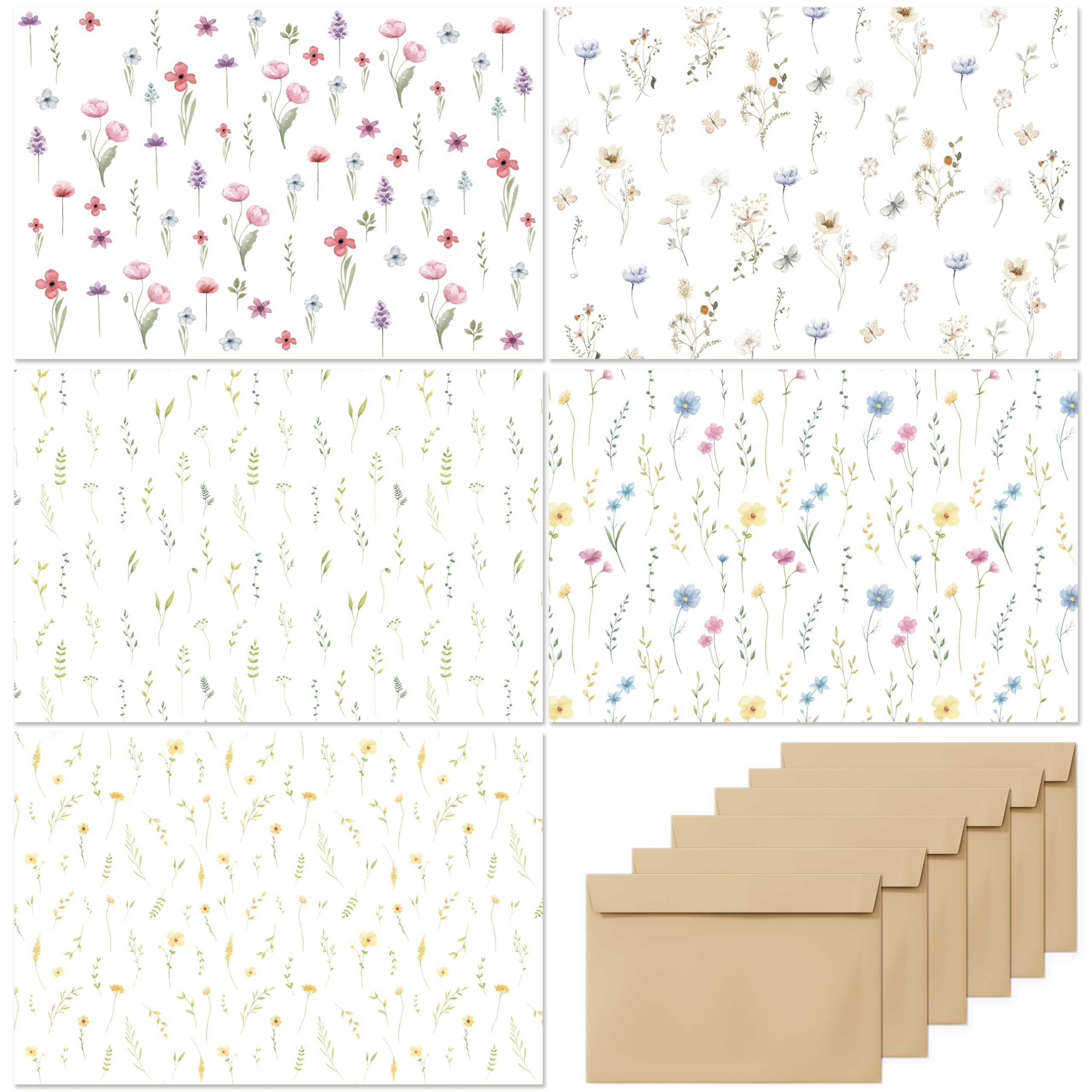 Blank Cards with Envelopes All Occasion,Elegant Floral Design Blank Greeting Cards 4x6,20Pack -Bl... | Amazon (US)